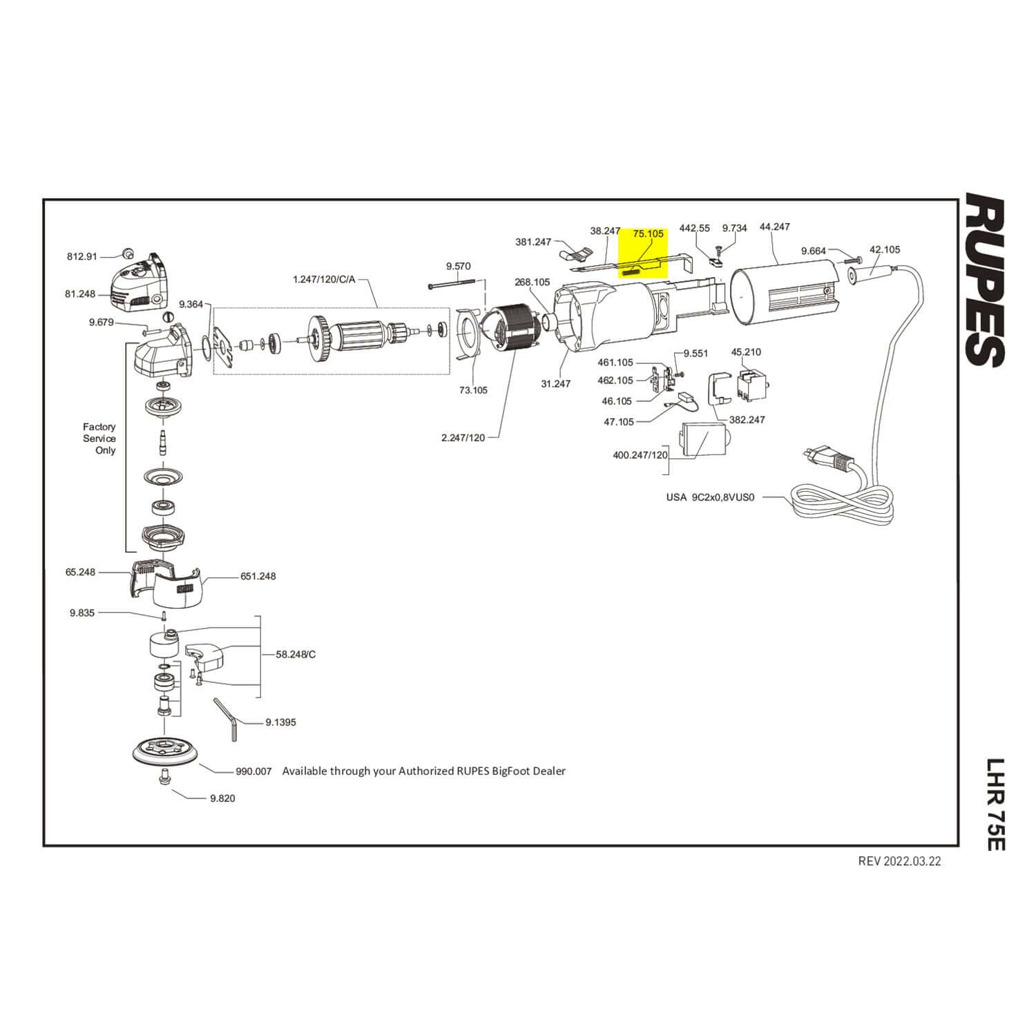 LHR75E lever spring parts guide