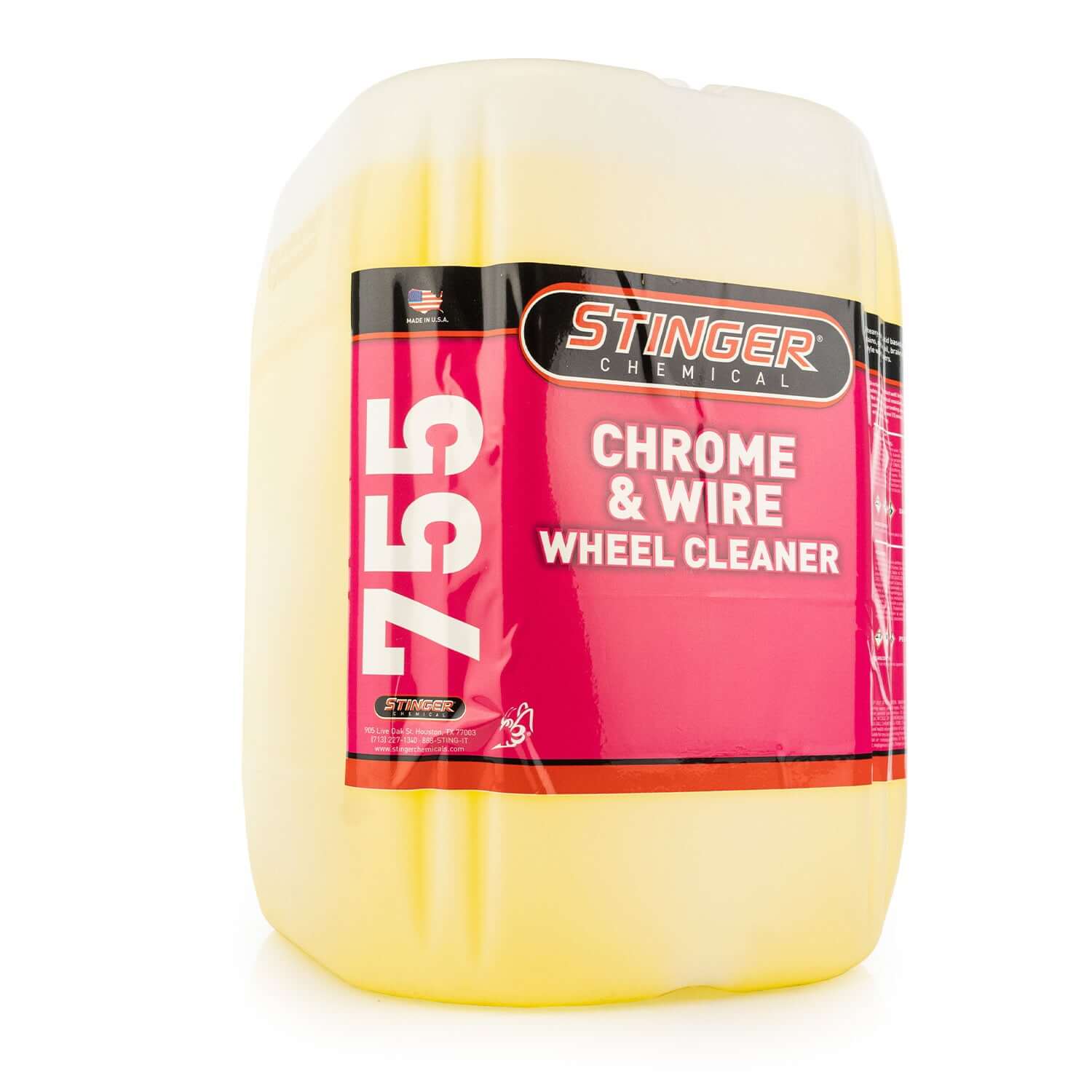 5-gallon stinger chemical chrome wire & wheel cleaner on a white background