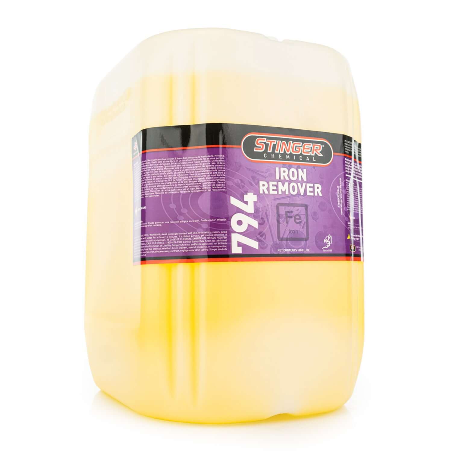 5-gallon stinger chemical iron remover on a white background