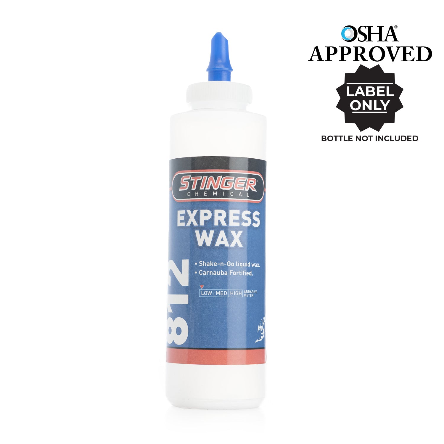 Stinger Chemical 812 Express Wax SDS Label on a wax Container on a white background
