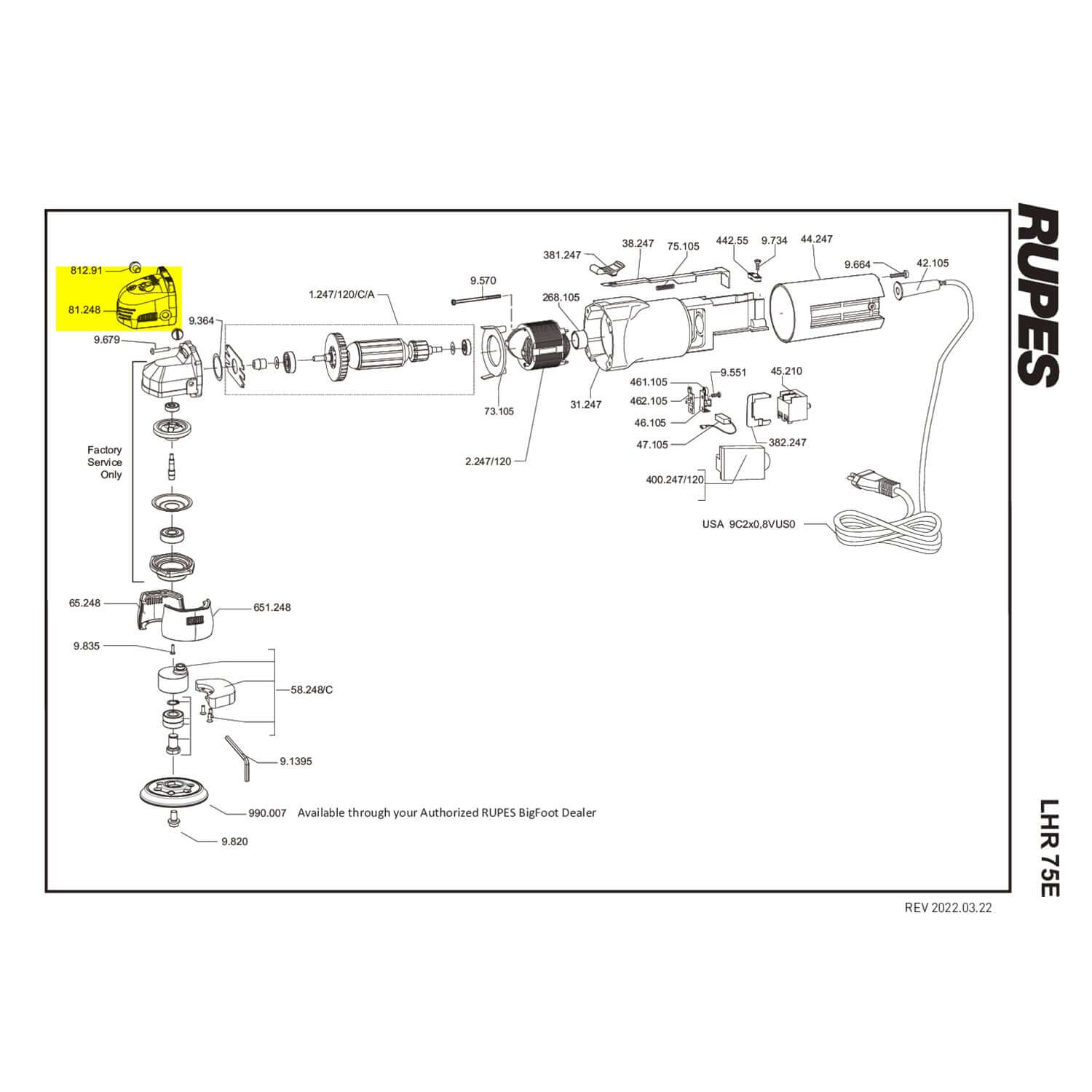 LHR75E front cap parts guide