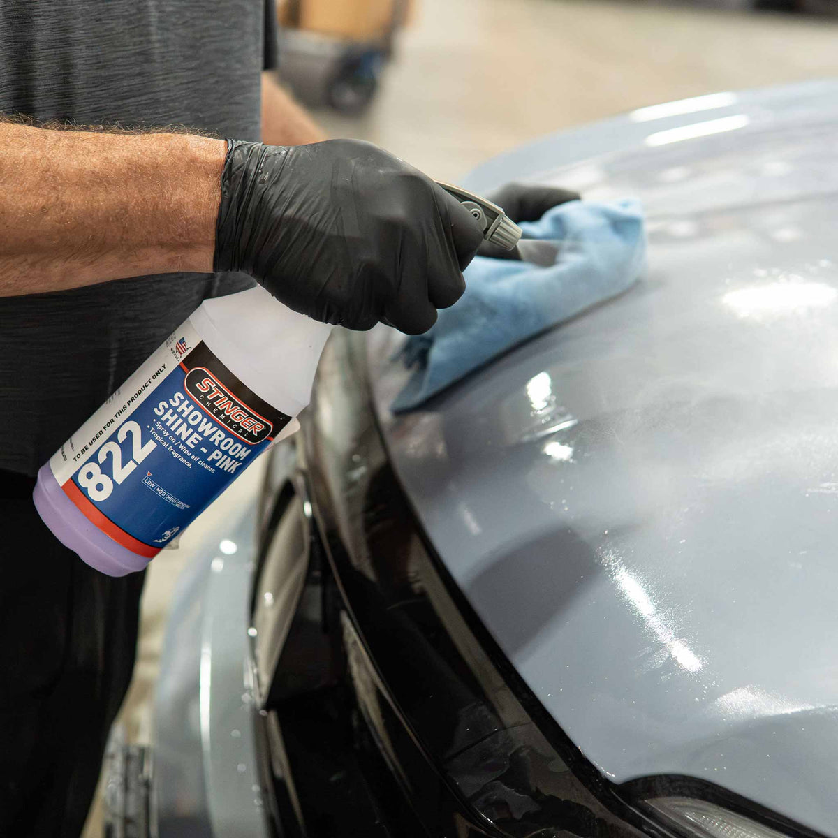 Stinger Chemical Showroom shine sprayed on a honda hood