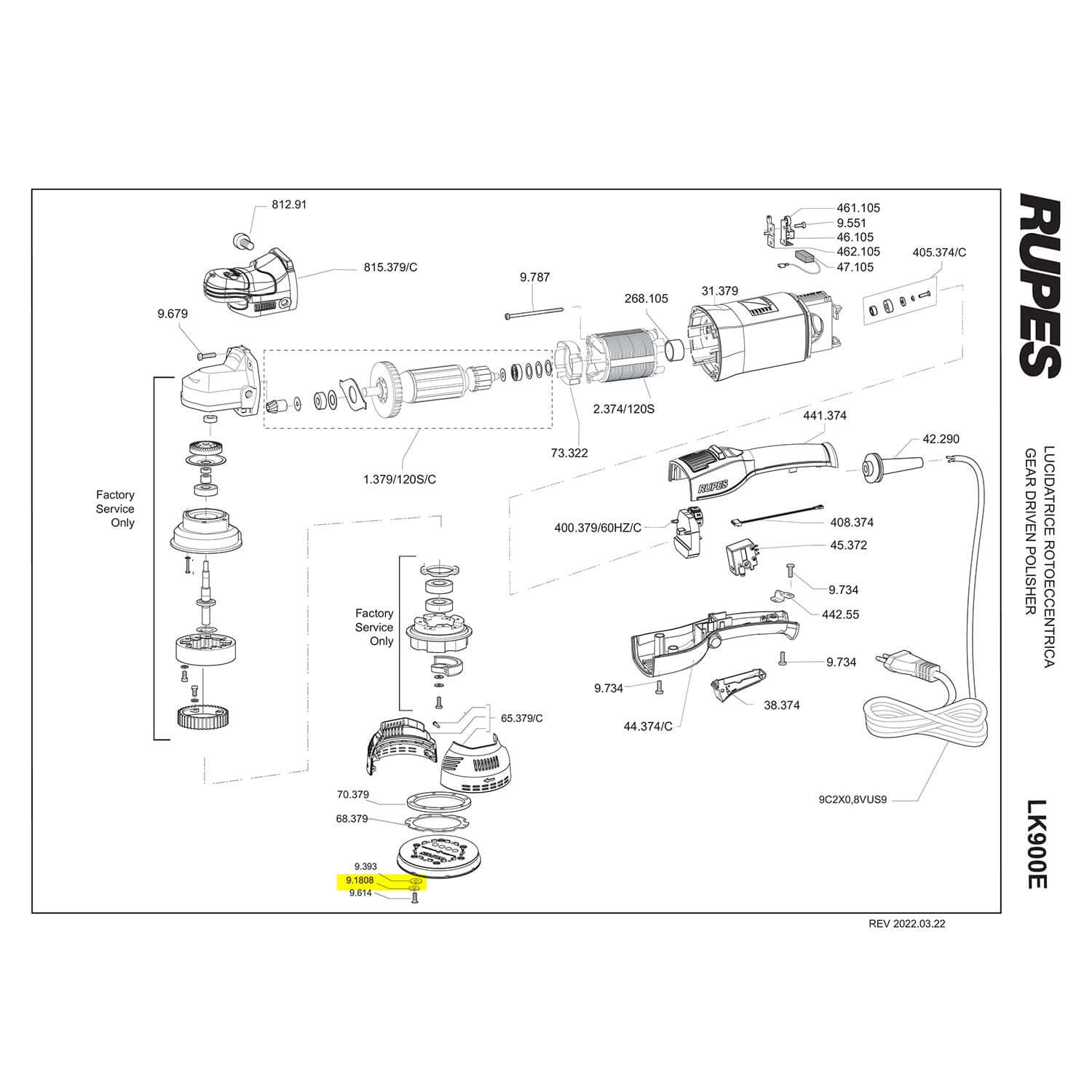 rupes contact washer part guide