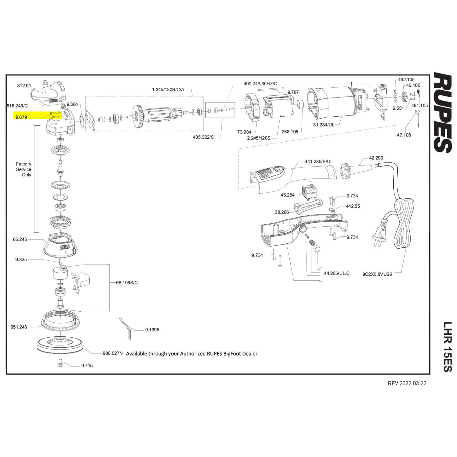 black screw for rupes polisher lhr15es parts guide