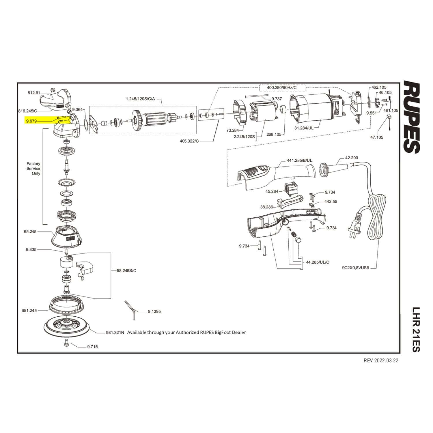 black screw for rupes polisher lhr21es parts guide