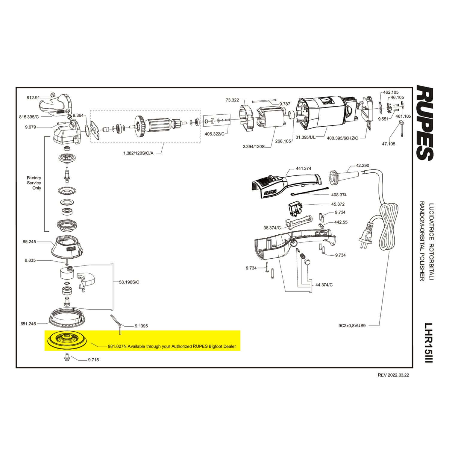 lhr15 III backing plate parts guide