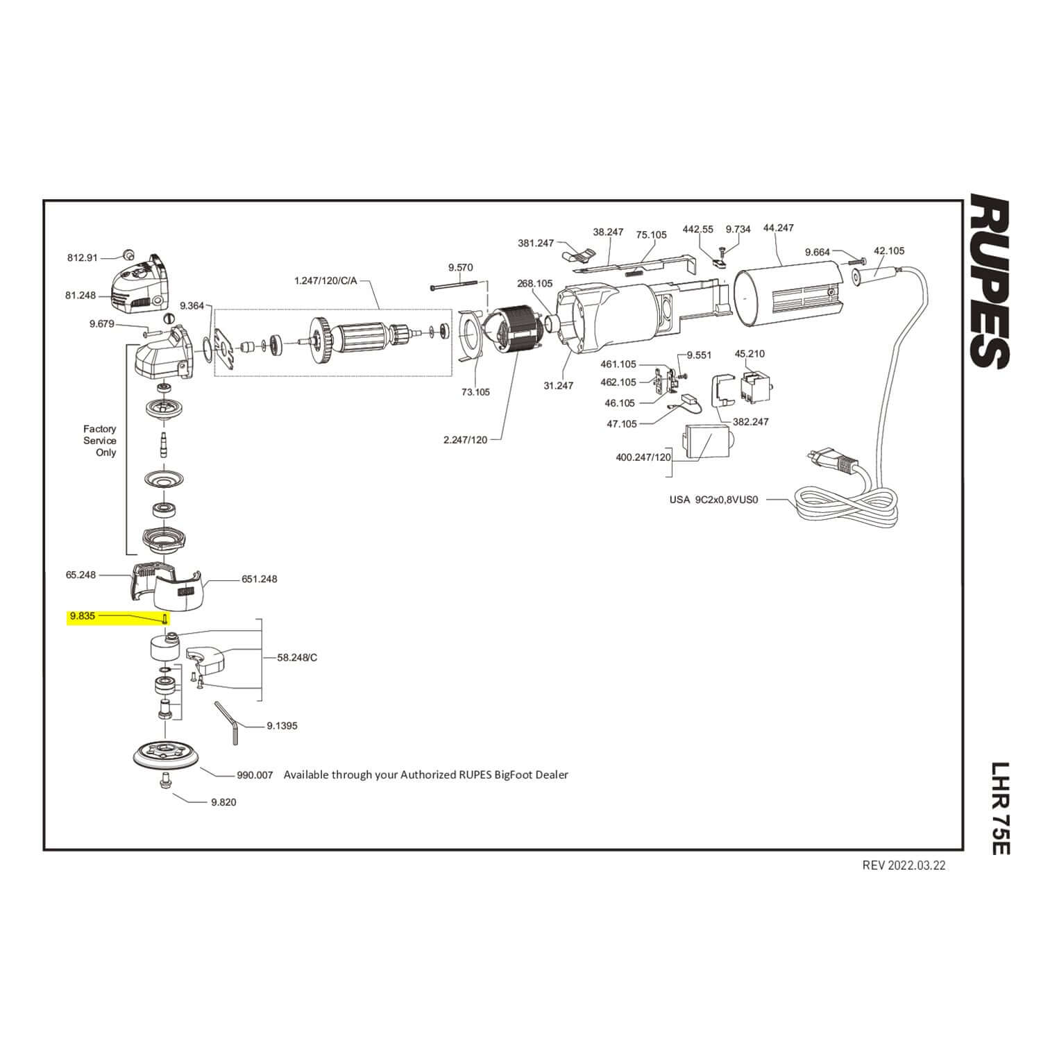 black screw with captive washer for lhr75Ees parts guide