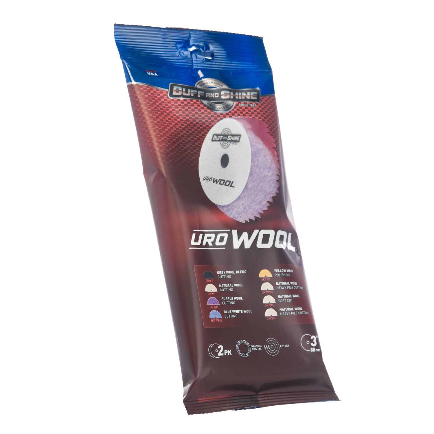 Urowool 3 inch purple pad package on a white background