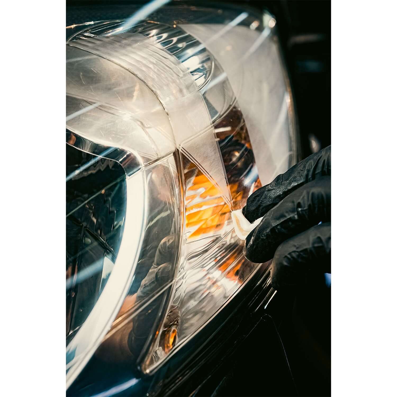 headlight ceramic being applied