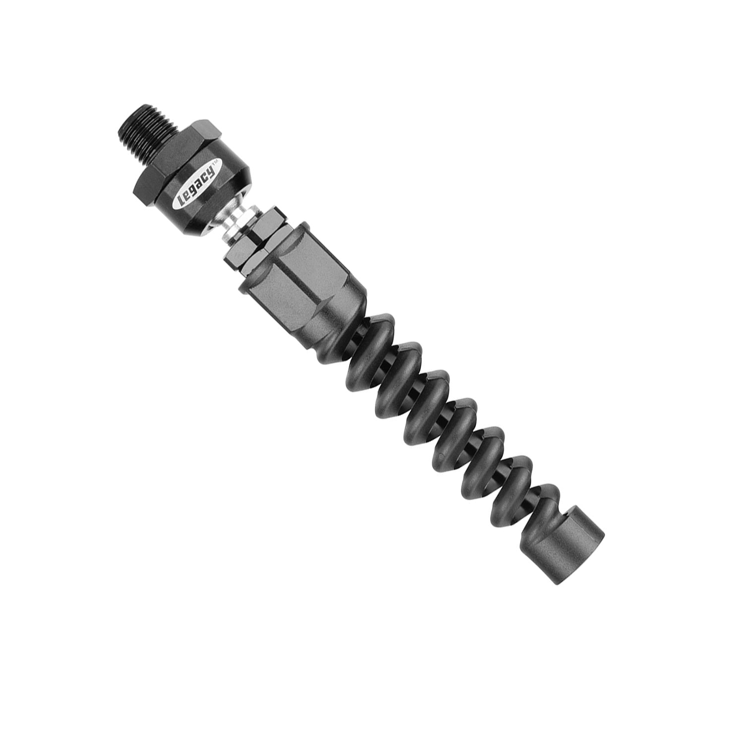 1/4 inch swivel Black Flexzilla hose fitting on a white background