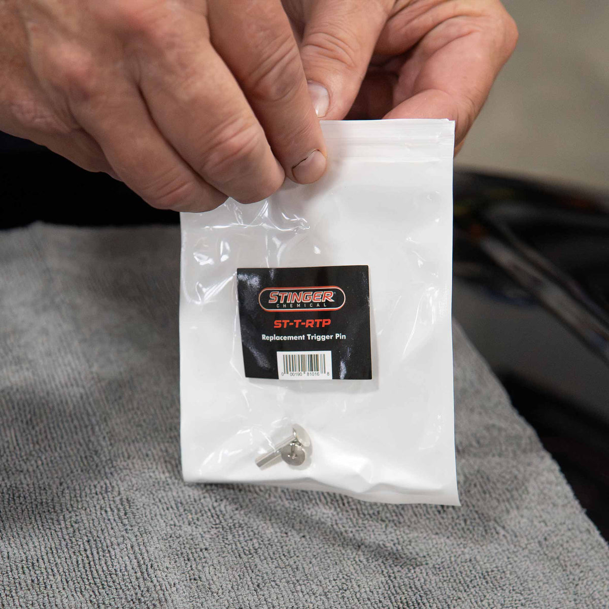 Stinger ST-T-RTP Replacement Trigger Pin in its labeled resealable parts bag