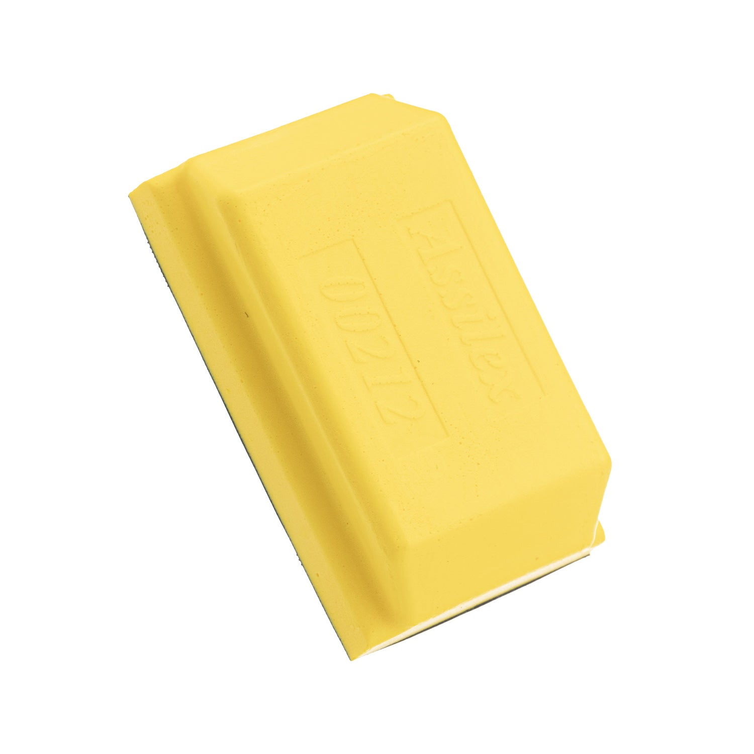 Yellow sanding block on a white background