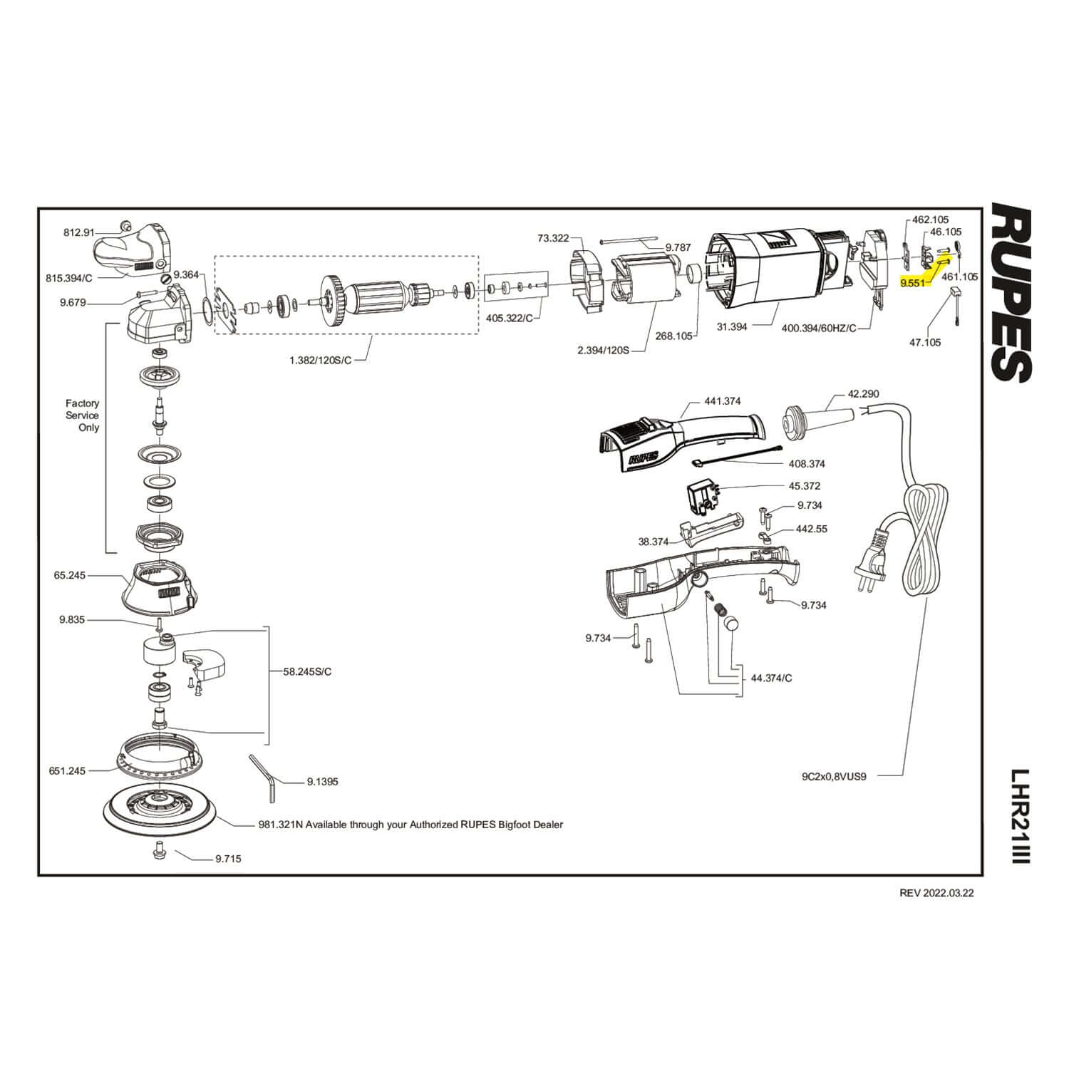 rupes lhr21 screw part guide