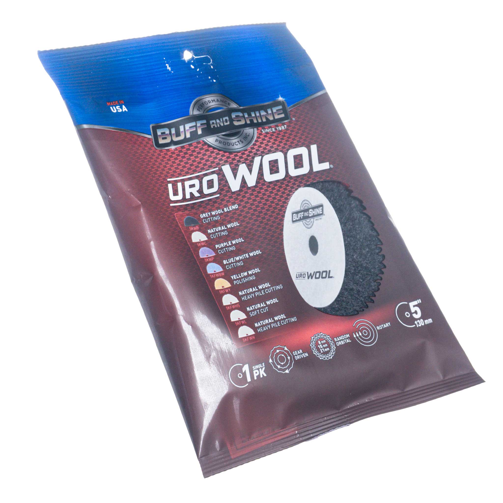 Uro Wool product packaging with Buff & Shine branding on a white background