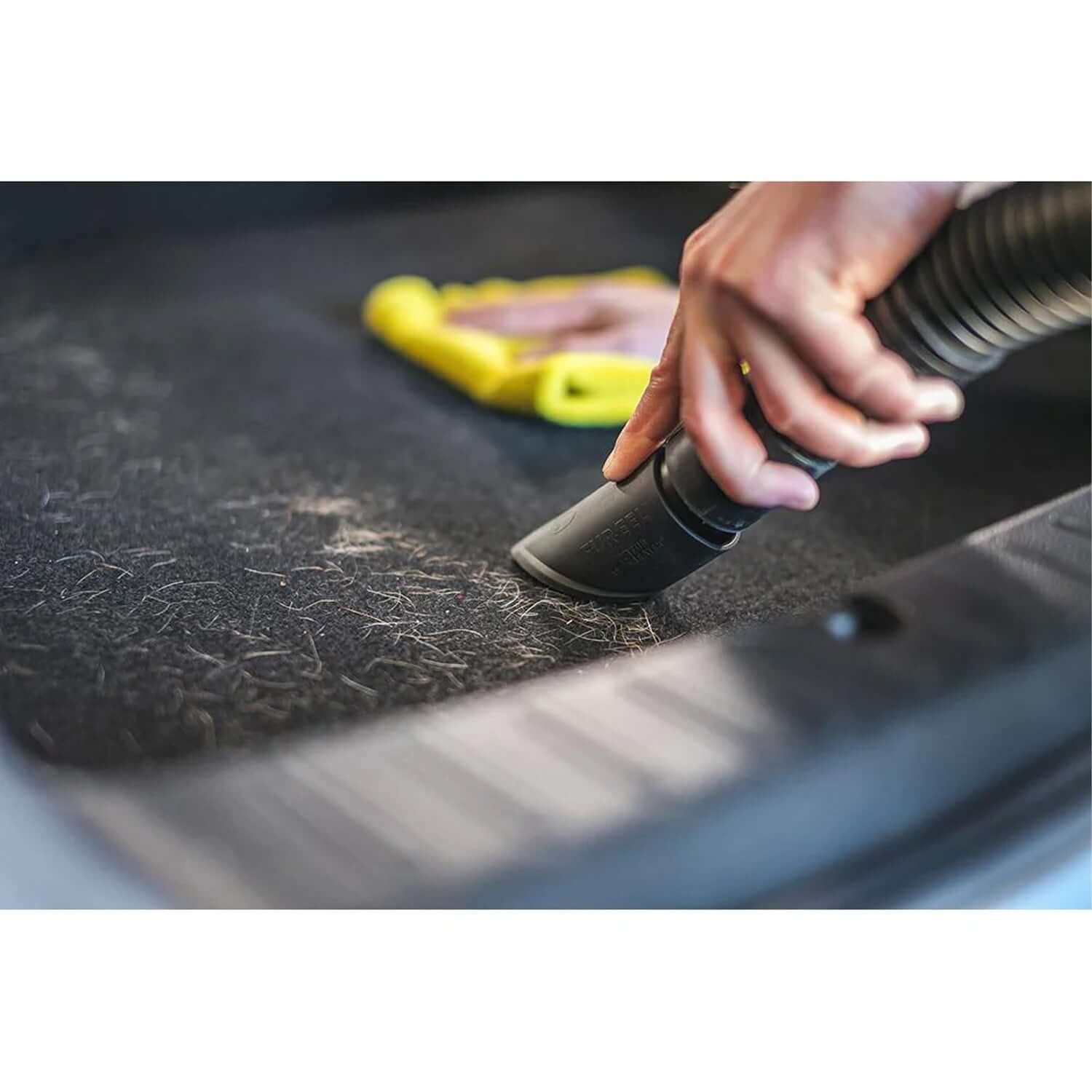 pet hair removal vacuum tool on carpet