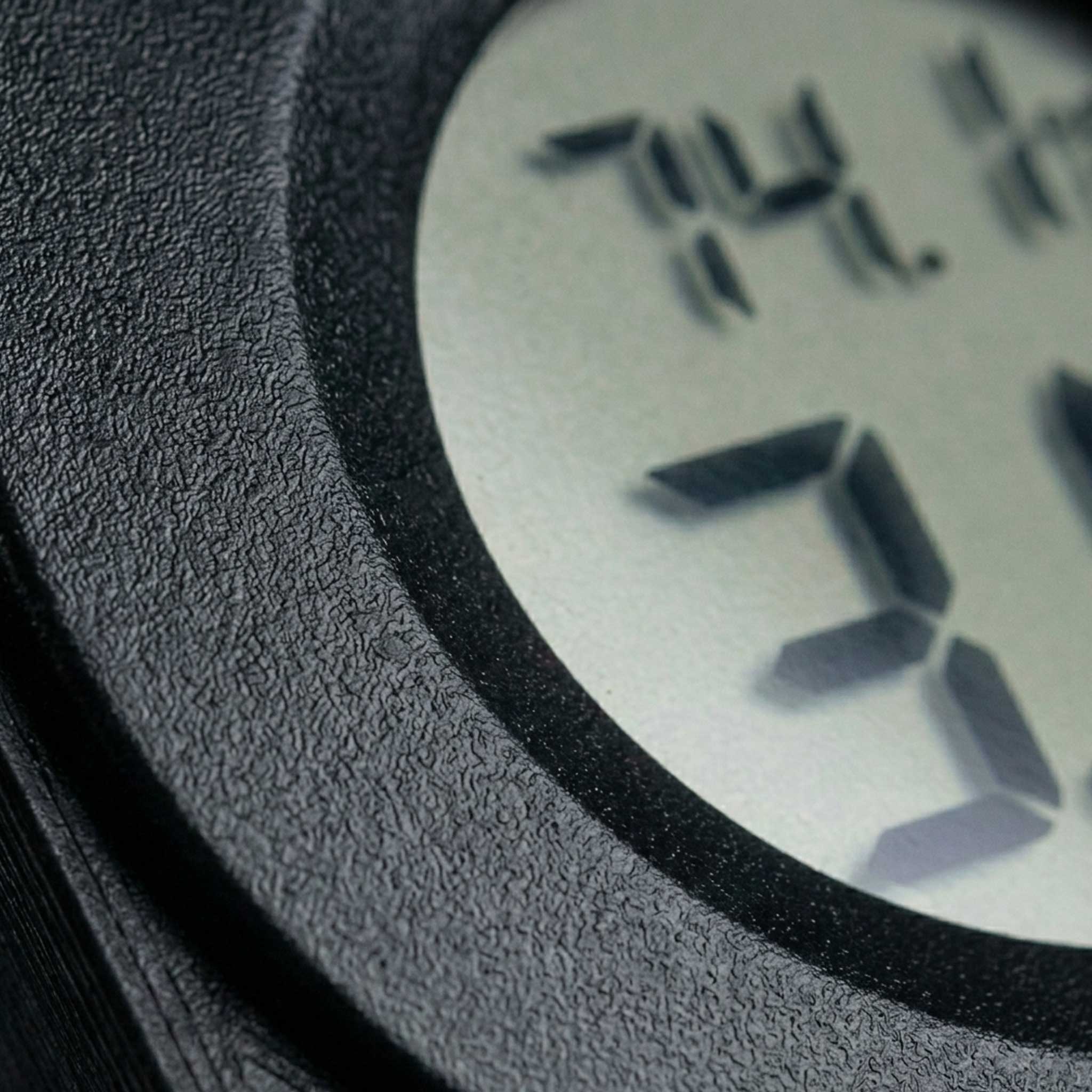 Black hygrometer close up detail of build
