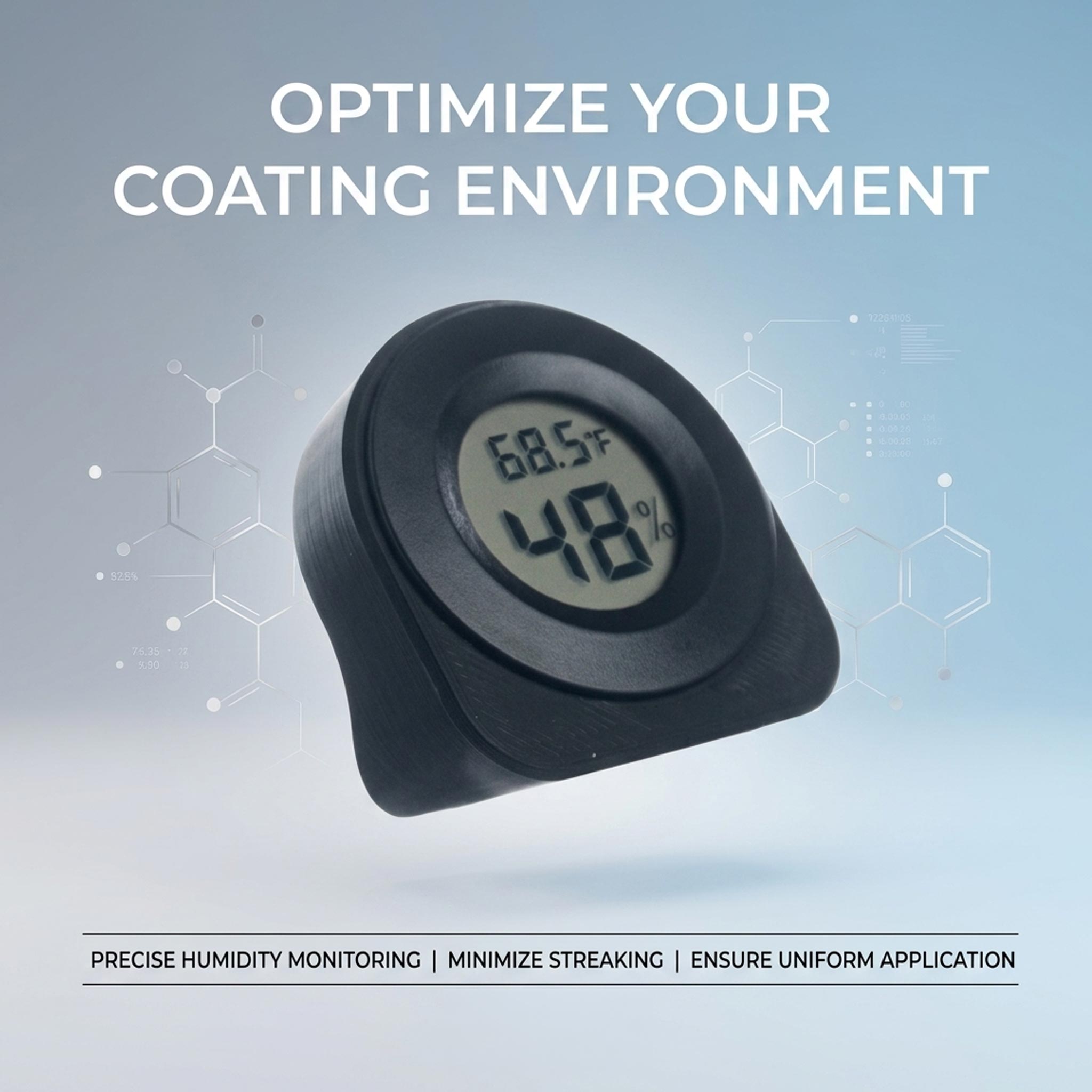 Hygrometer infographic on use with ceramic coatings