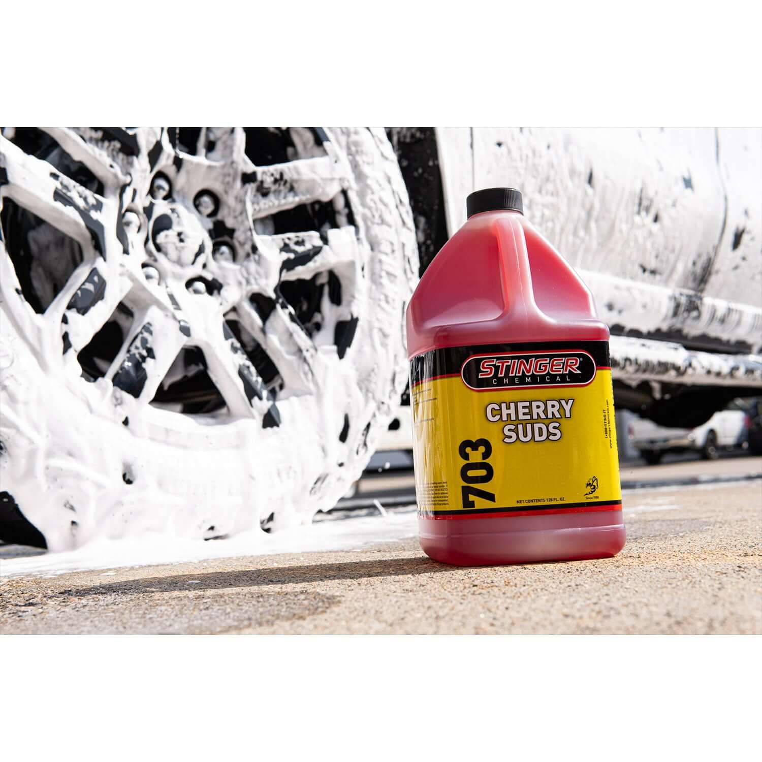 gallon cherry suds on vehicle