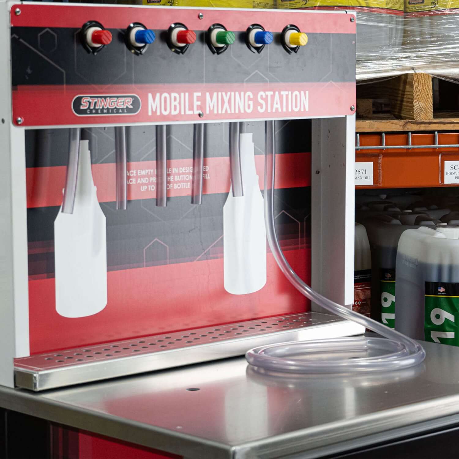 stinger mobile mixing station chemical shelf