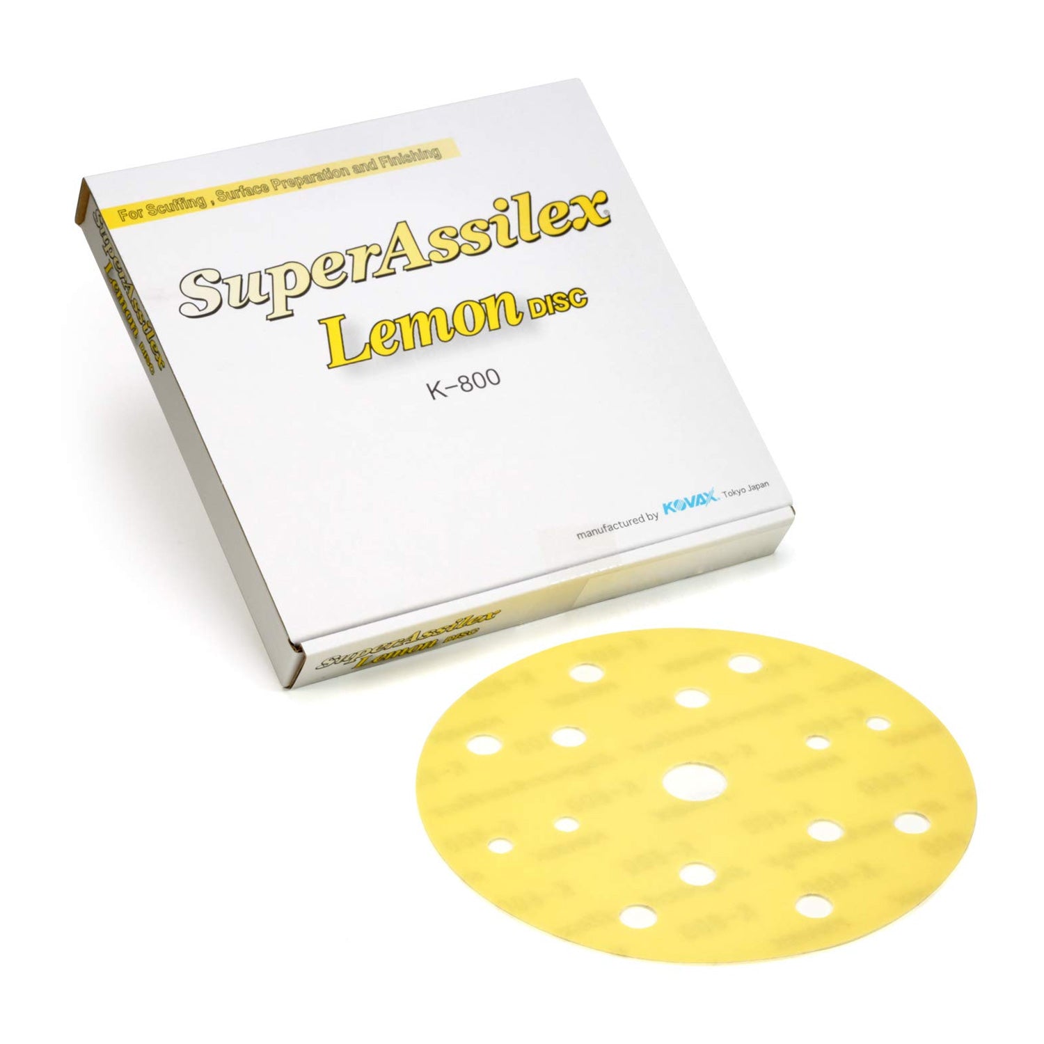 SuperAssilex Yellow k-800 disc with packaging on a white background