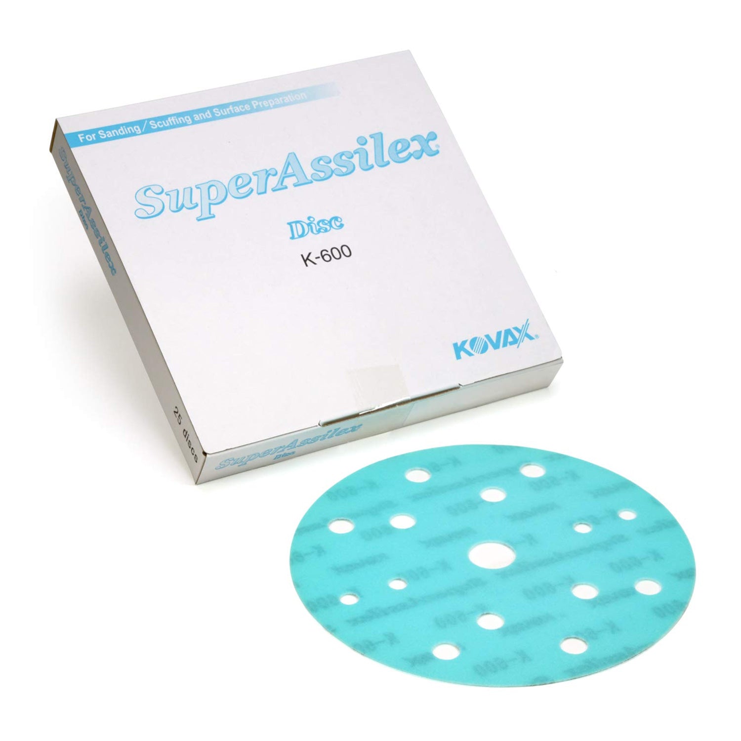 SuperAssilex blue k-600 disc with packaging on a white background