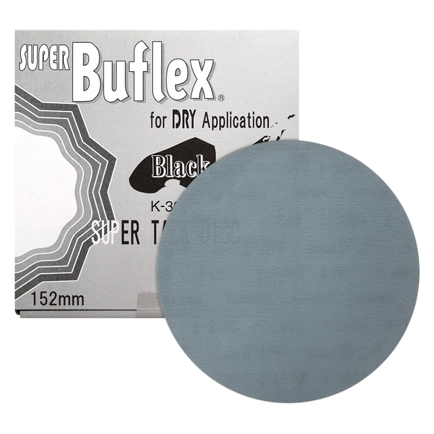 K-3000 Black No Hole Super Bufflex Super Tack Disc with packaging on a white background