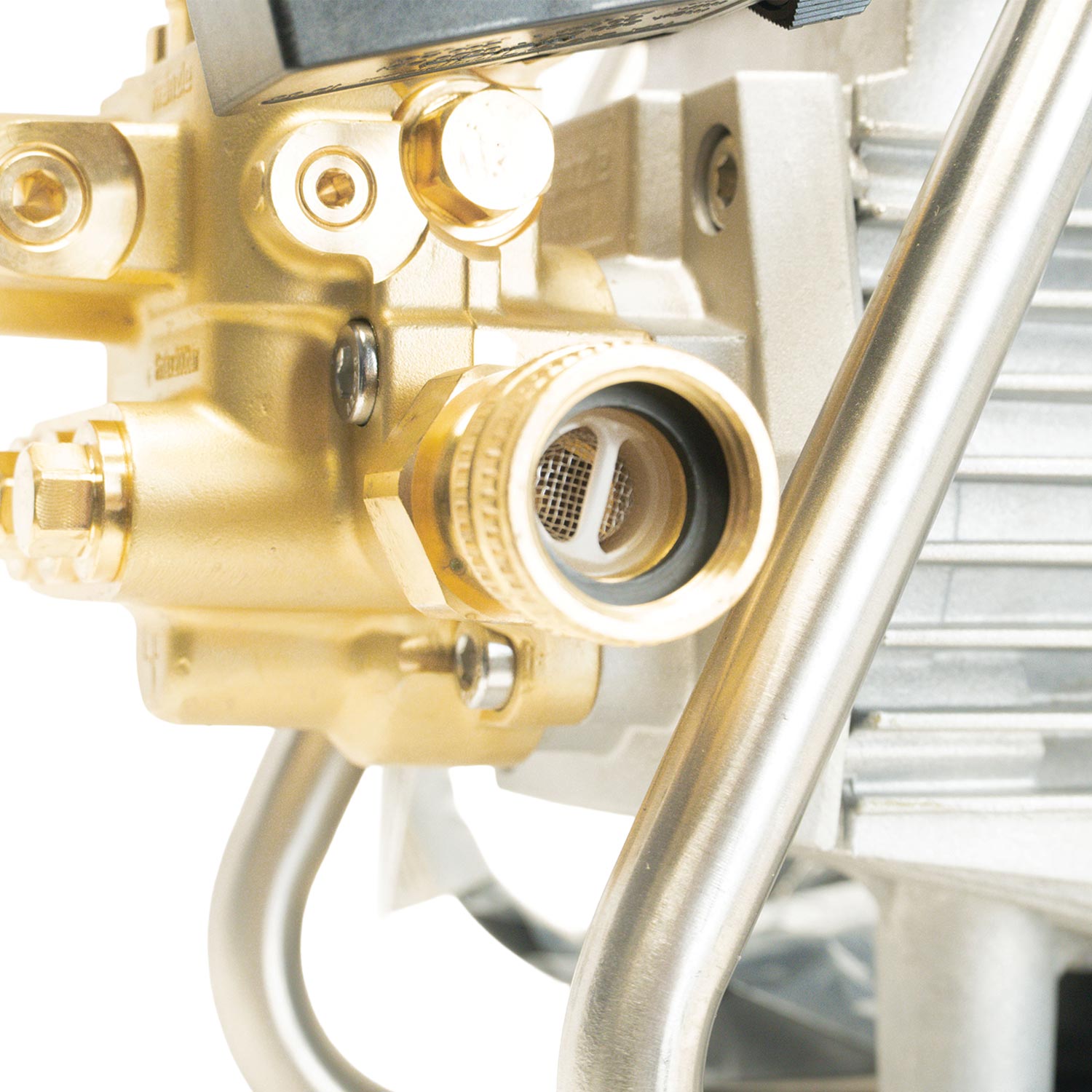 Close-up of a Kranzle 1622 TS pressure washer garden hose attachment