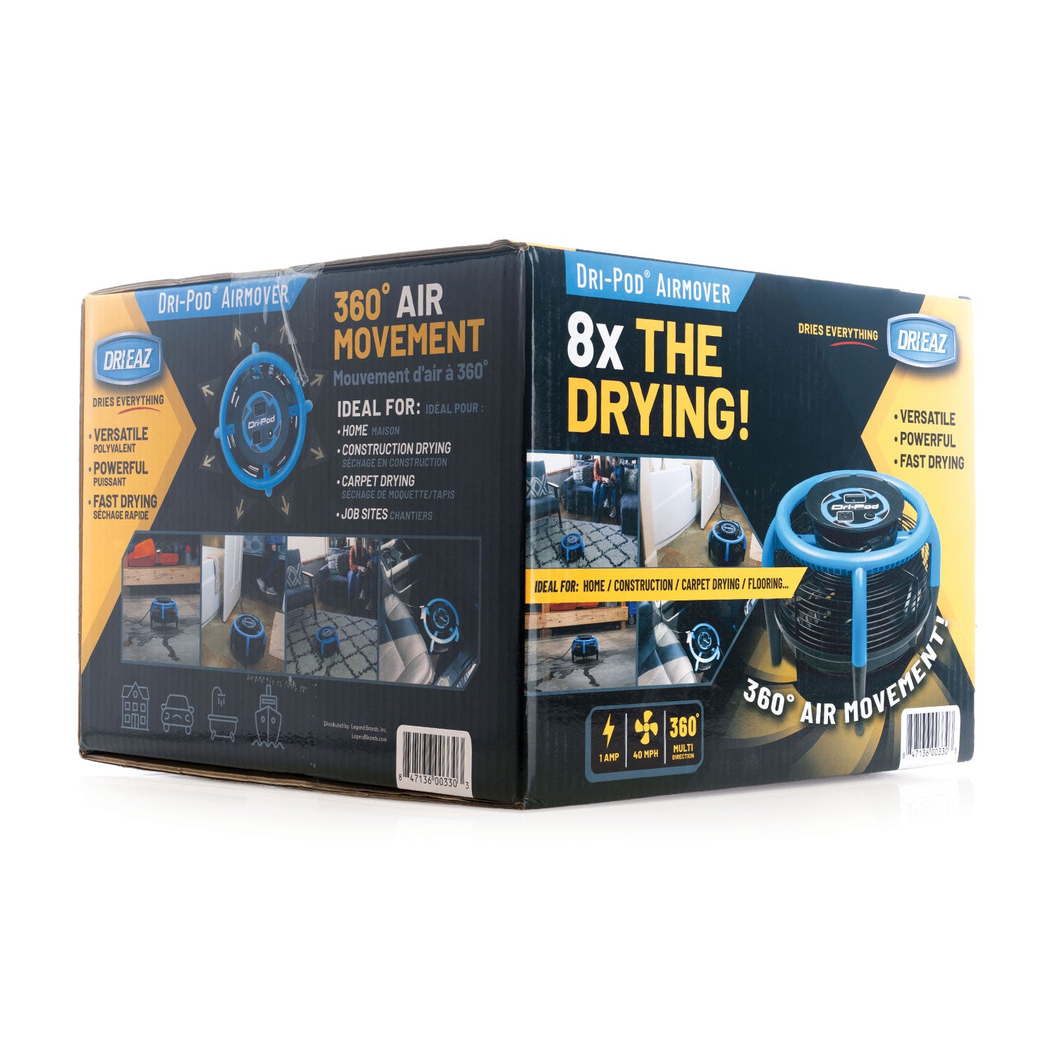 Dri-pod airmover box with labeling