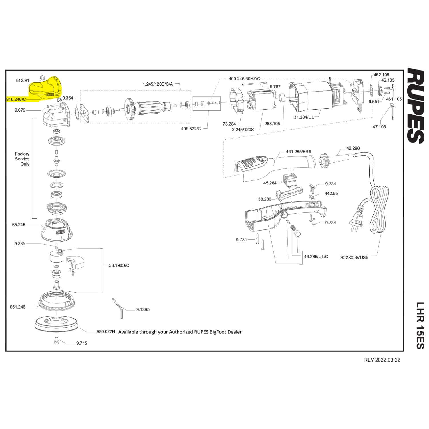 rupes lhr15es front cap parts guide