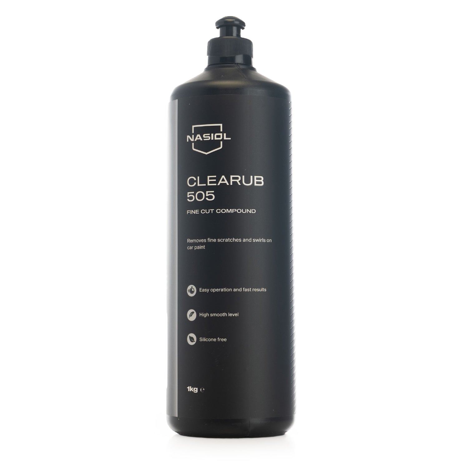 Large Black Bottle of Nasiol Clearub 505 on a white background