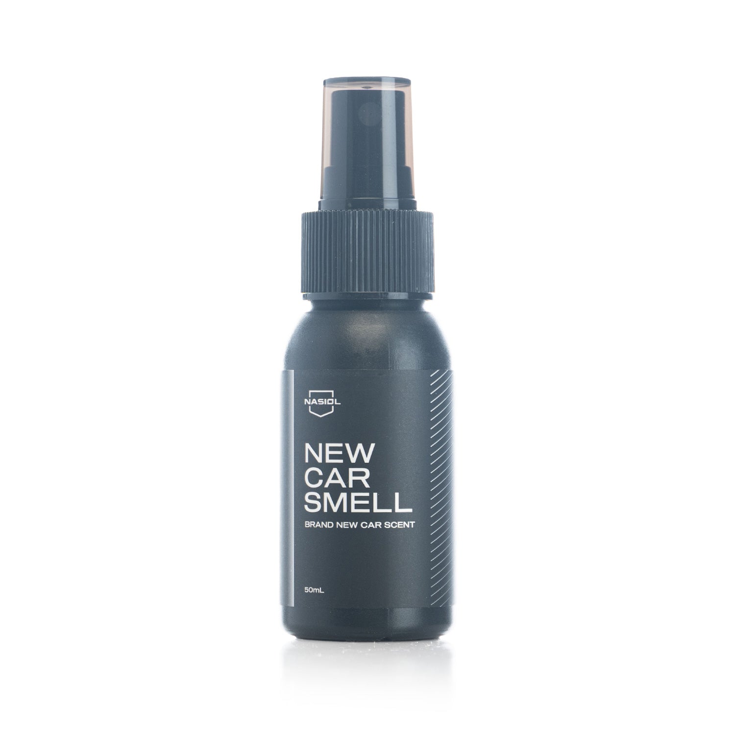 Spray bottle labeled 'New Car Smell' on a white background