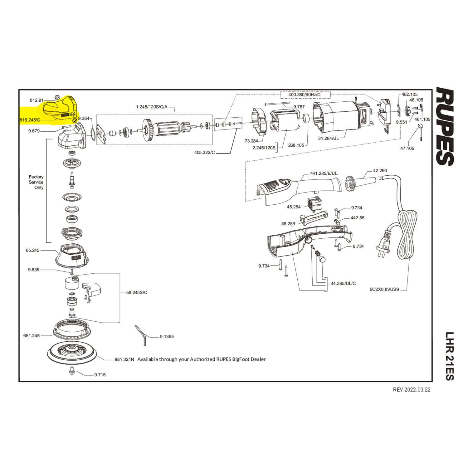 lhr21ES front cap parts guide