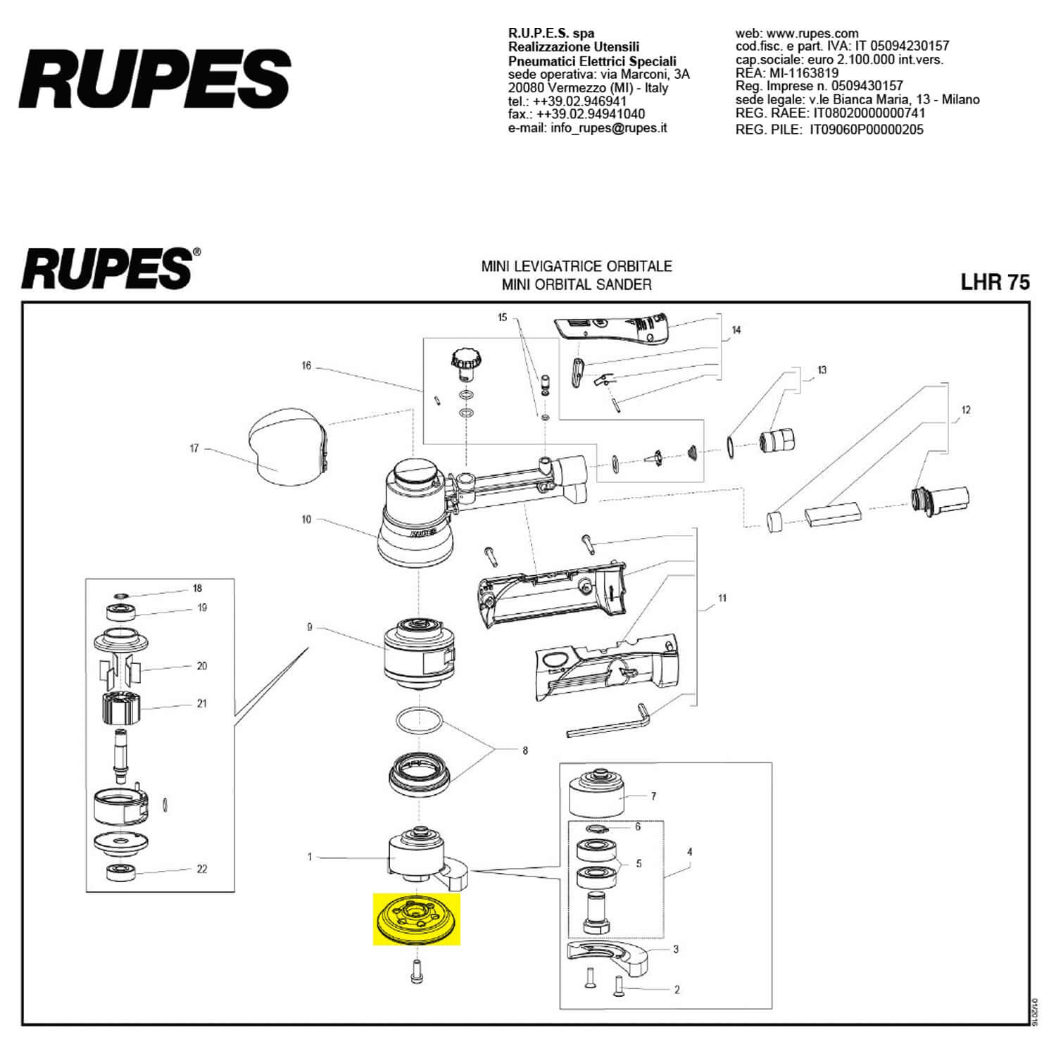 rupes lhr75 backing plate part guide
