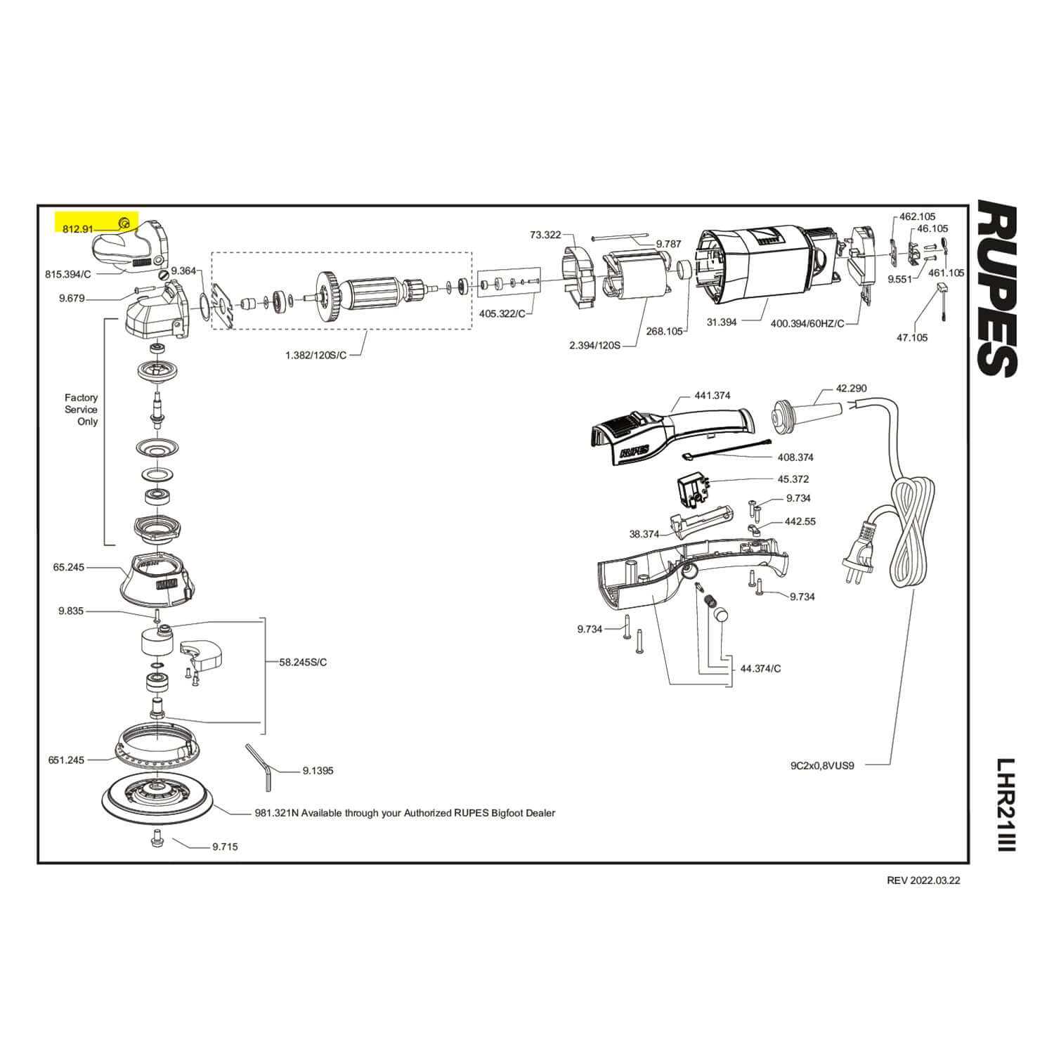 front cap screw part guide for lhr21III