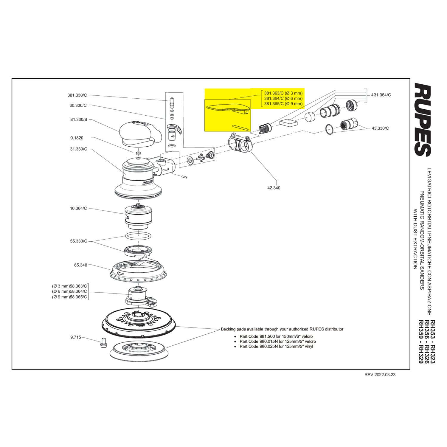 rupes skorpio lever parts guide