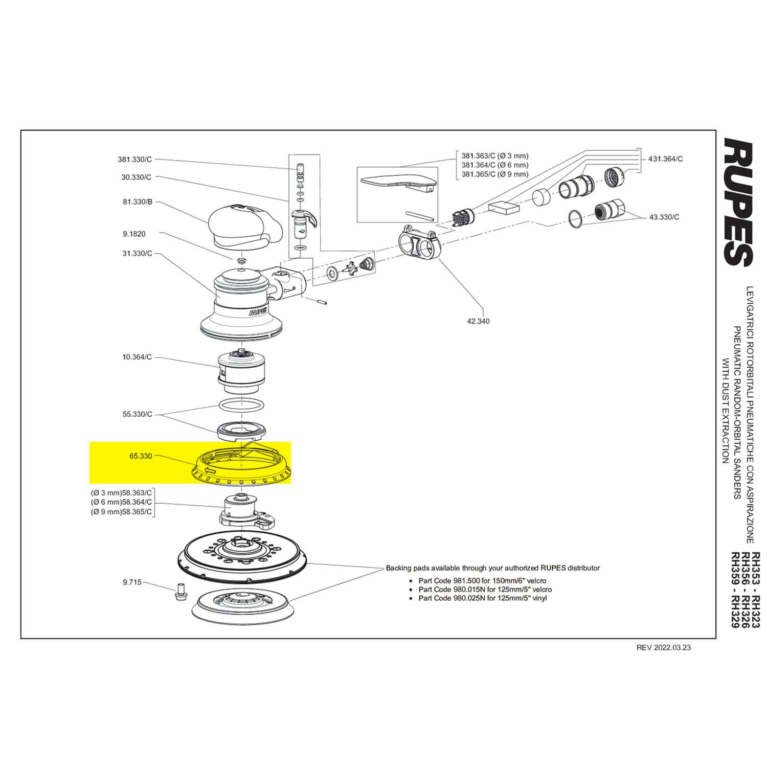 rupes skorpio sander shroud parts guide