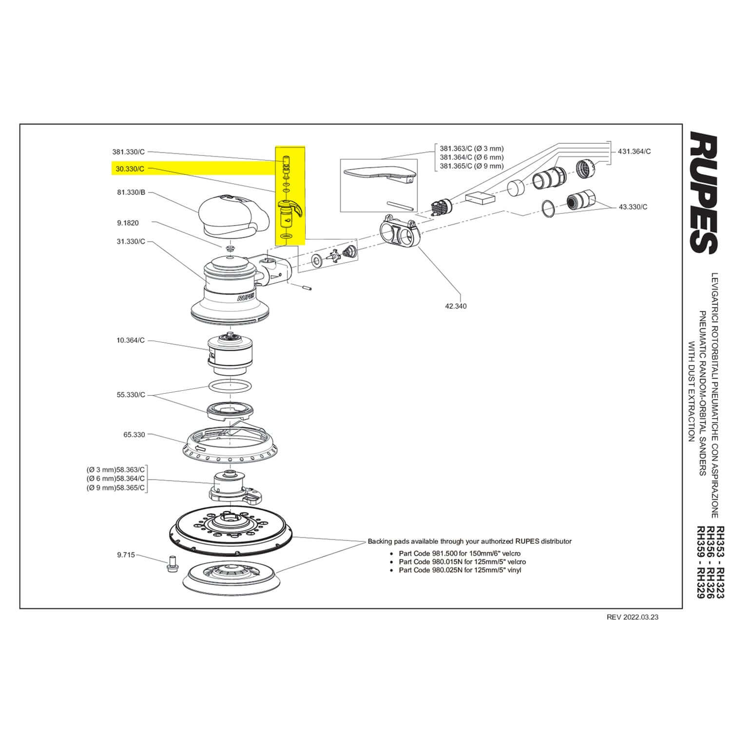Rupes Skorpio throttle valve kit parts guide