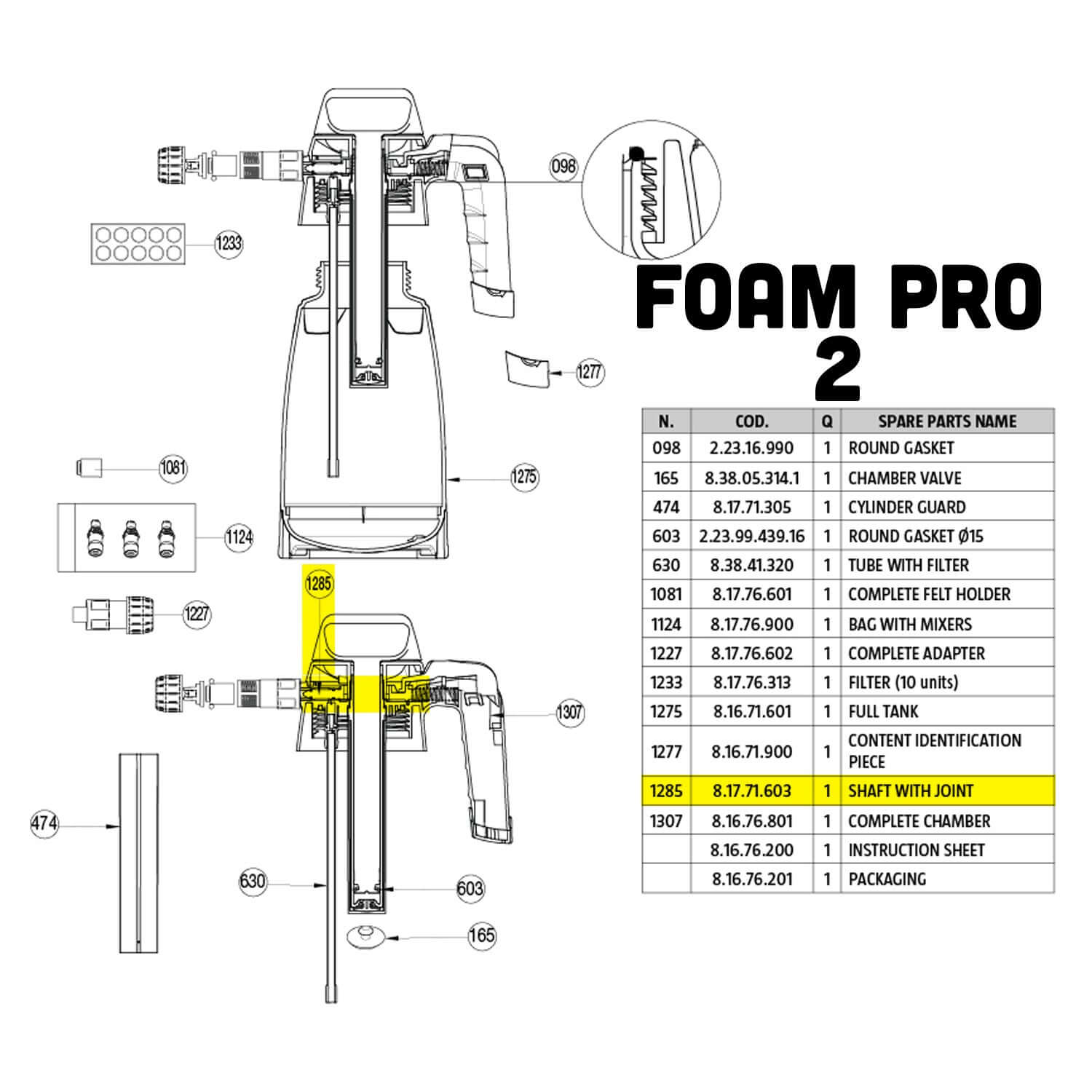 parts guide for ik foam pro