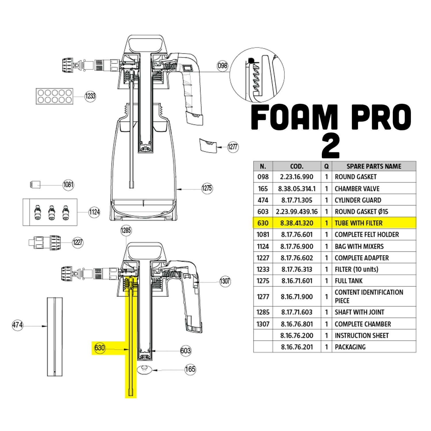 Foam pro 2 tube part guide