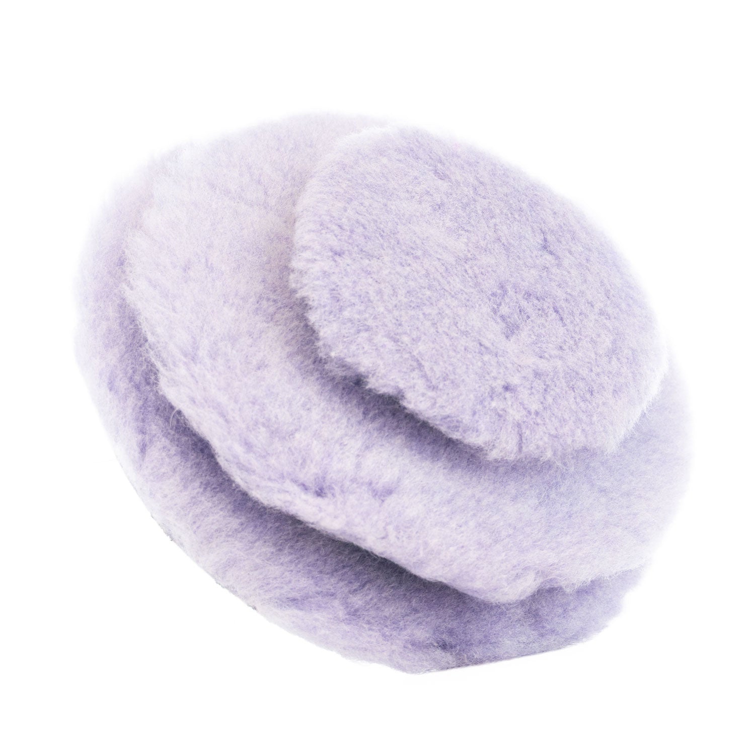 Purple wool buffing pads on a white background