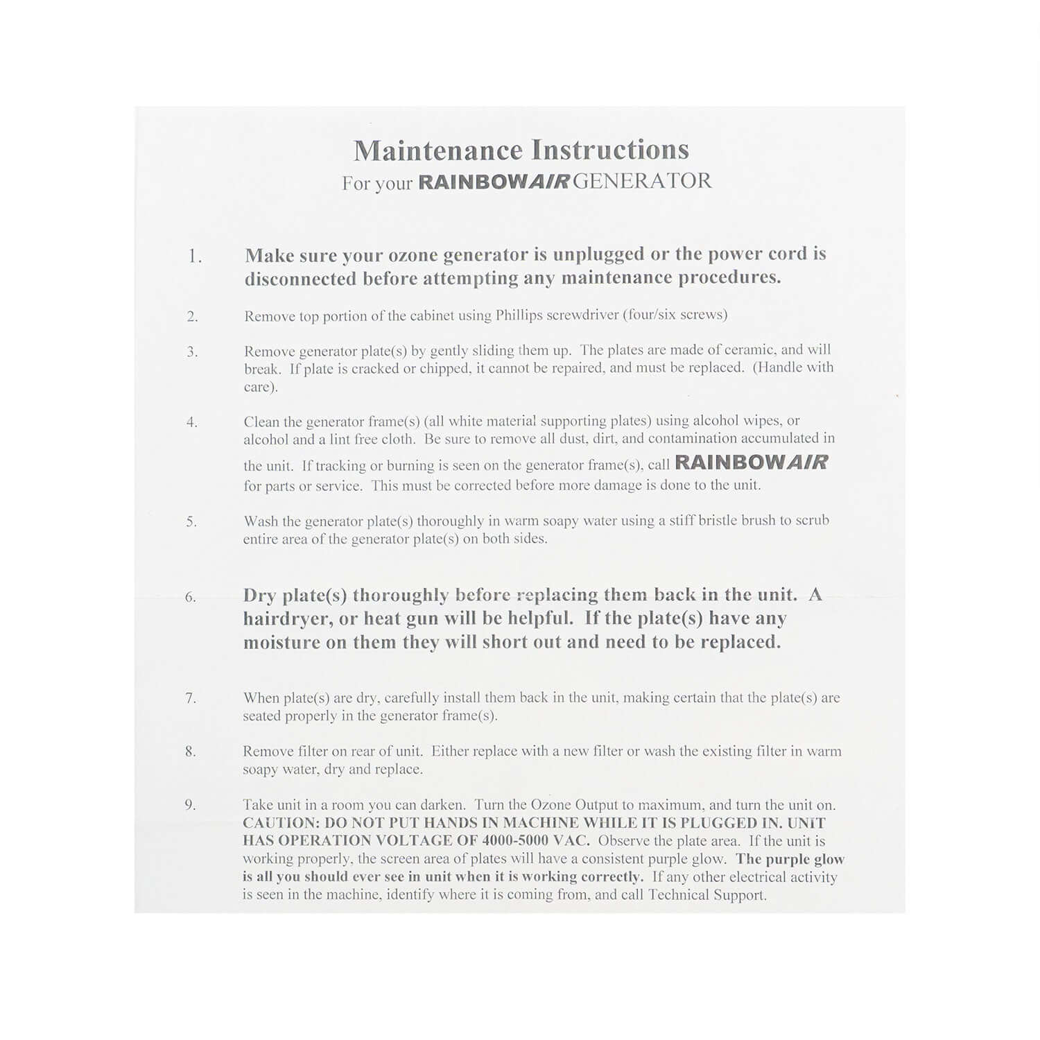Ozone Machine Repair Instructions
