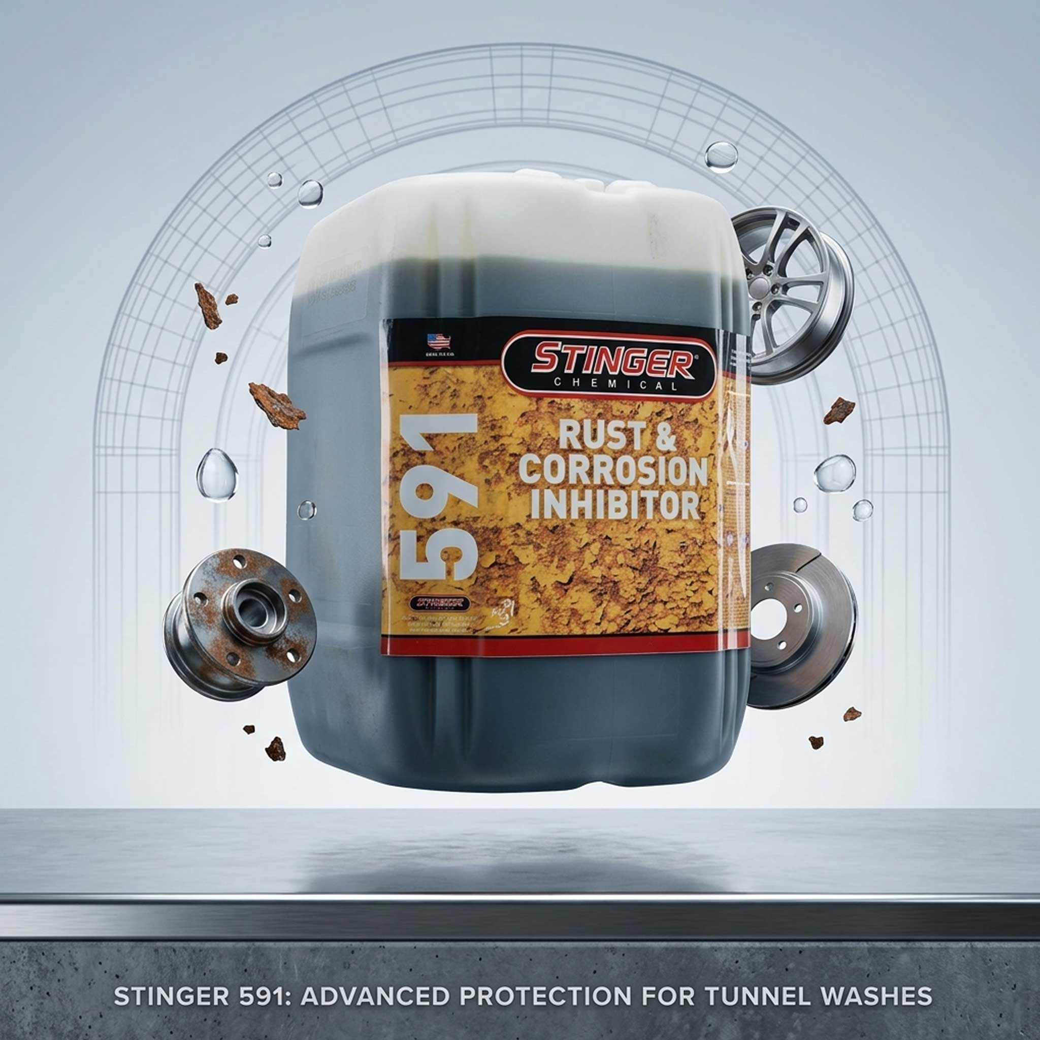 Rust and corrosion inhibitor tunnel car wash floating image