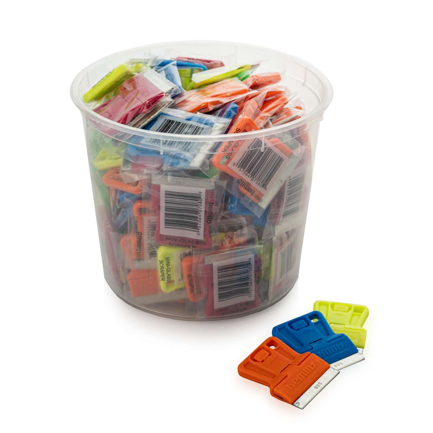 bucket of mini scrapers
