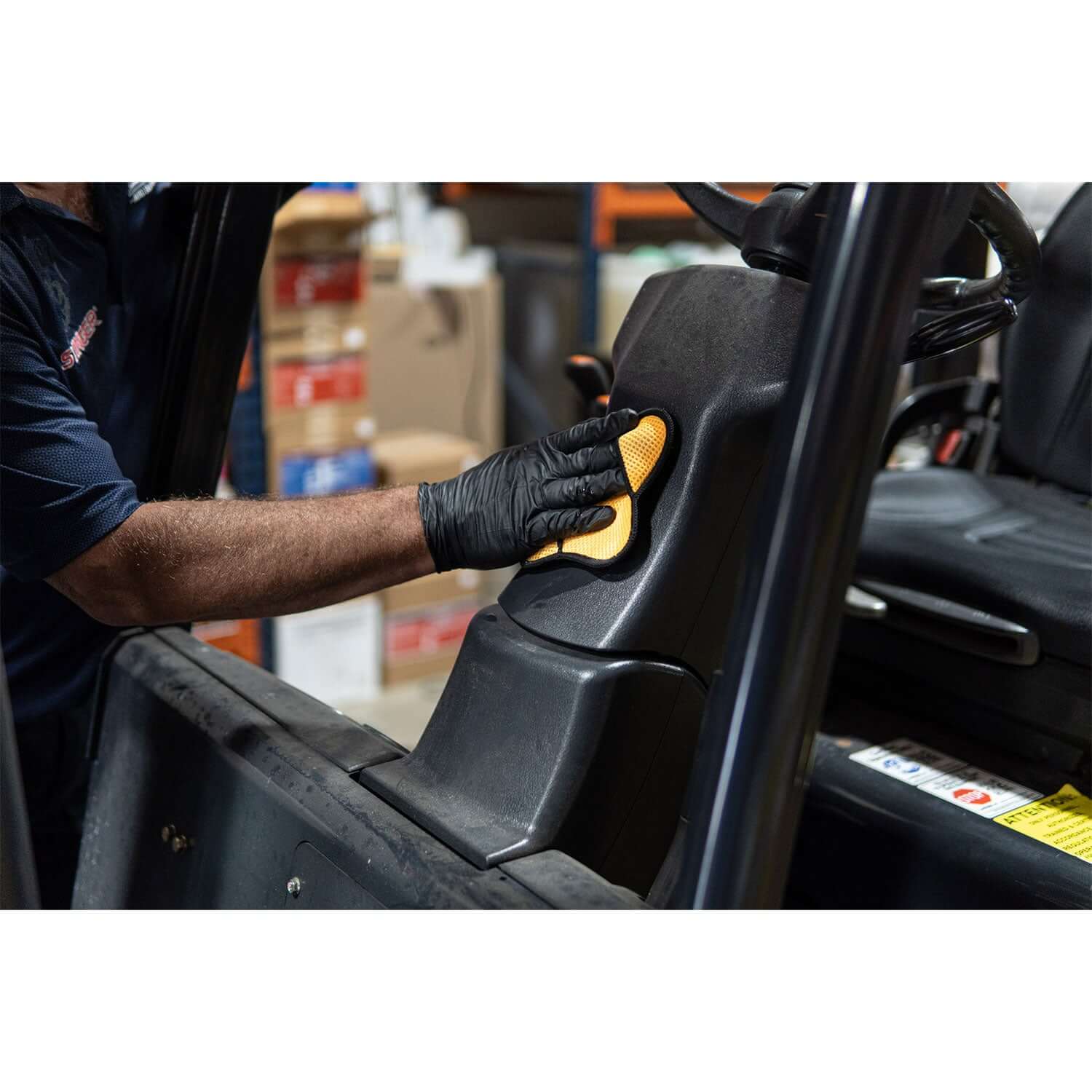 autofiber star scrubber on forklift