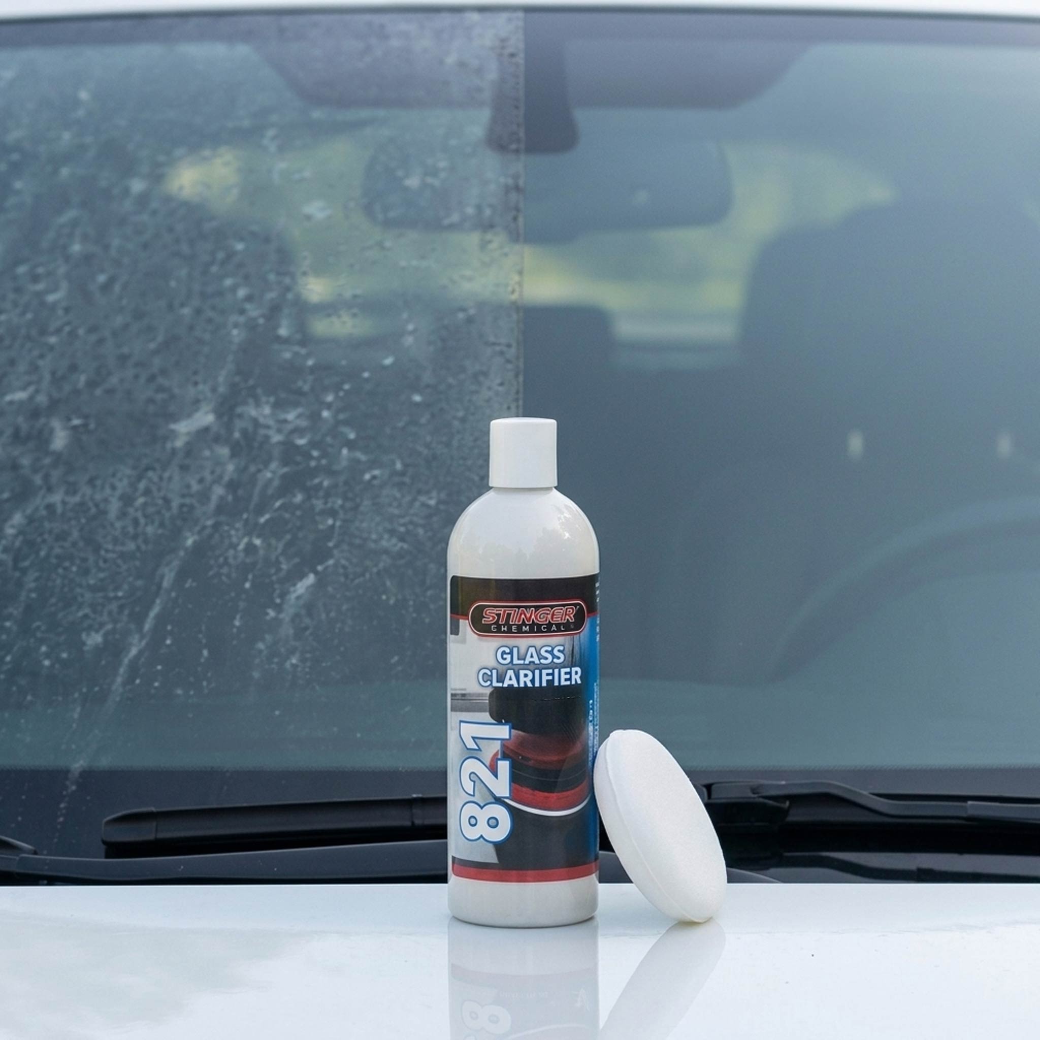 Stinger chemical glass polish before and after