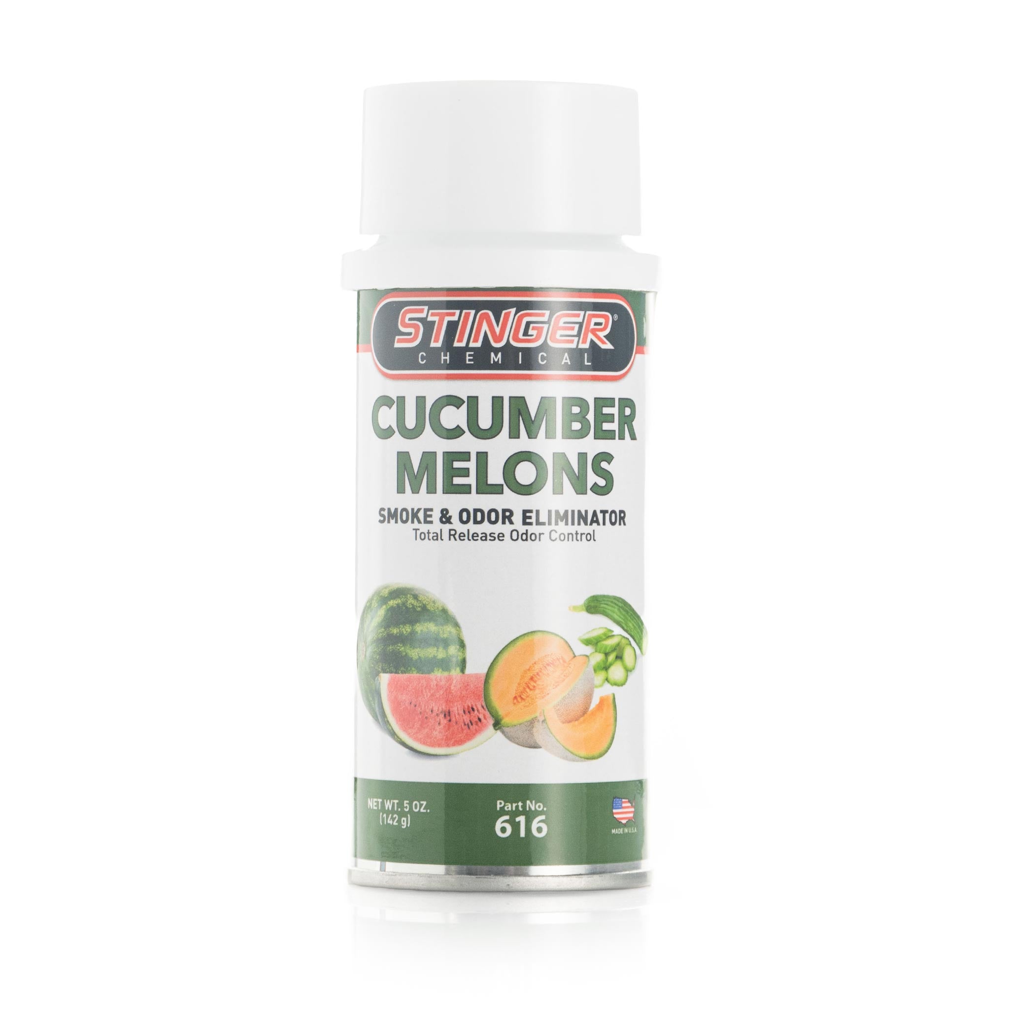 Stinger Cucumber Melons smoke and odor eliminator can on a white background