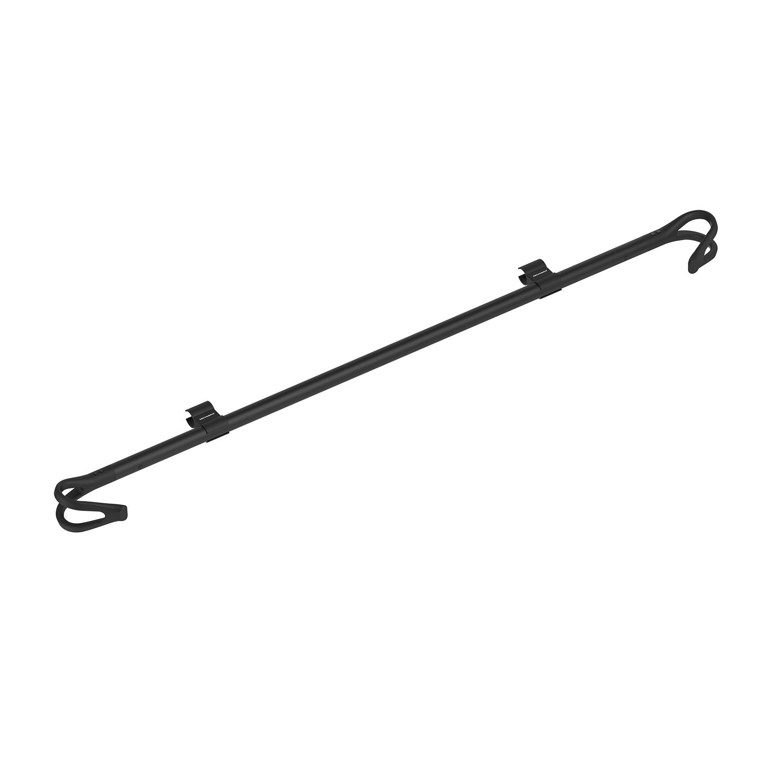 Black metal Scangrip connector rackwith hooks on a white background