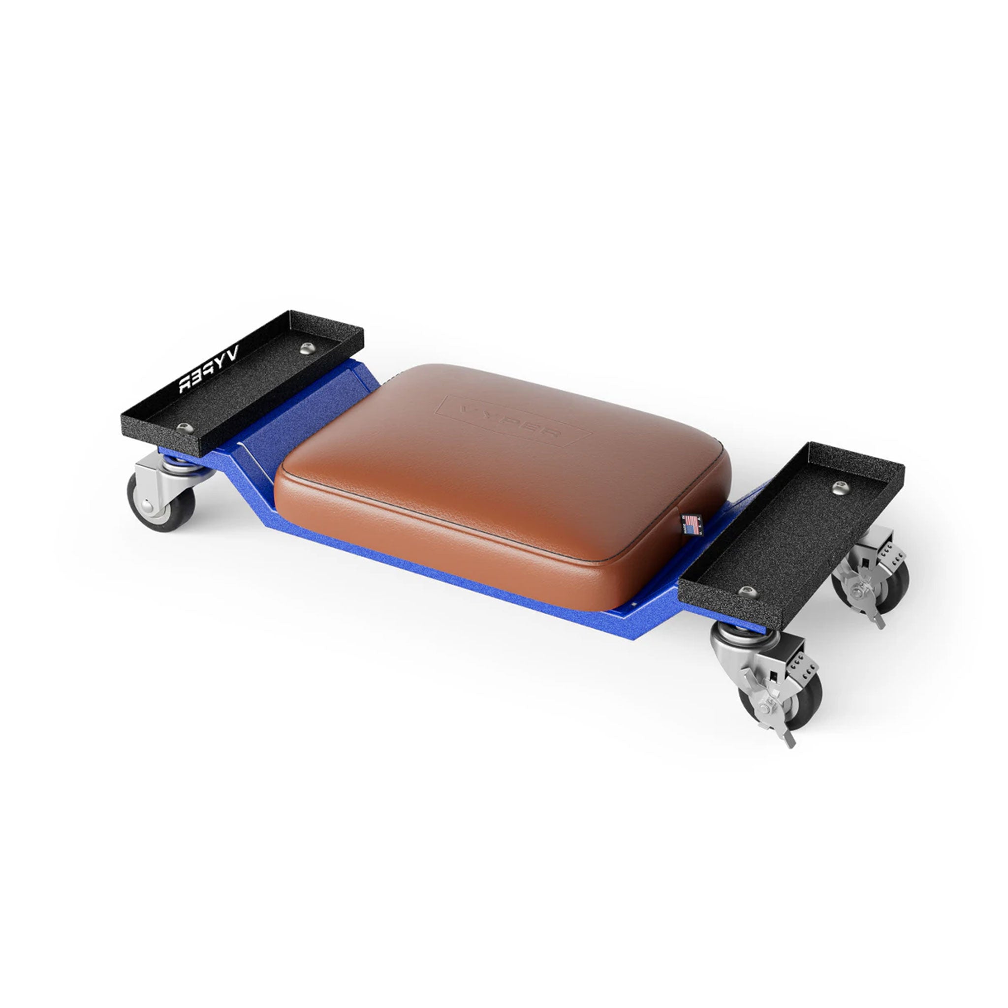 vyper mini creeper brown seat and blue legs on a white background