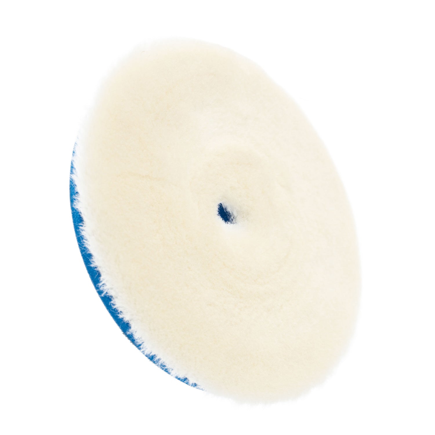6 inch White Uro-Wool pads with beveled edge on a white background