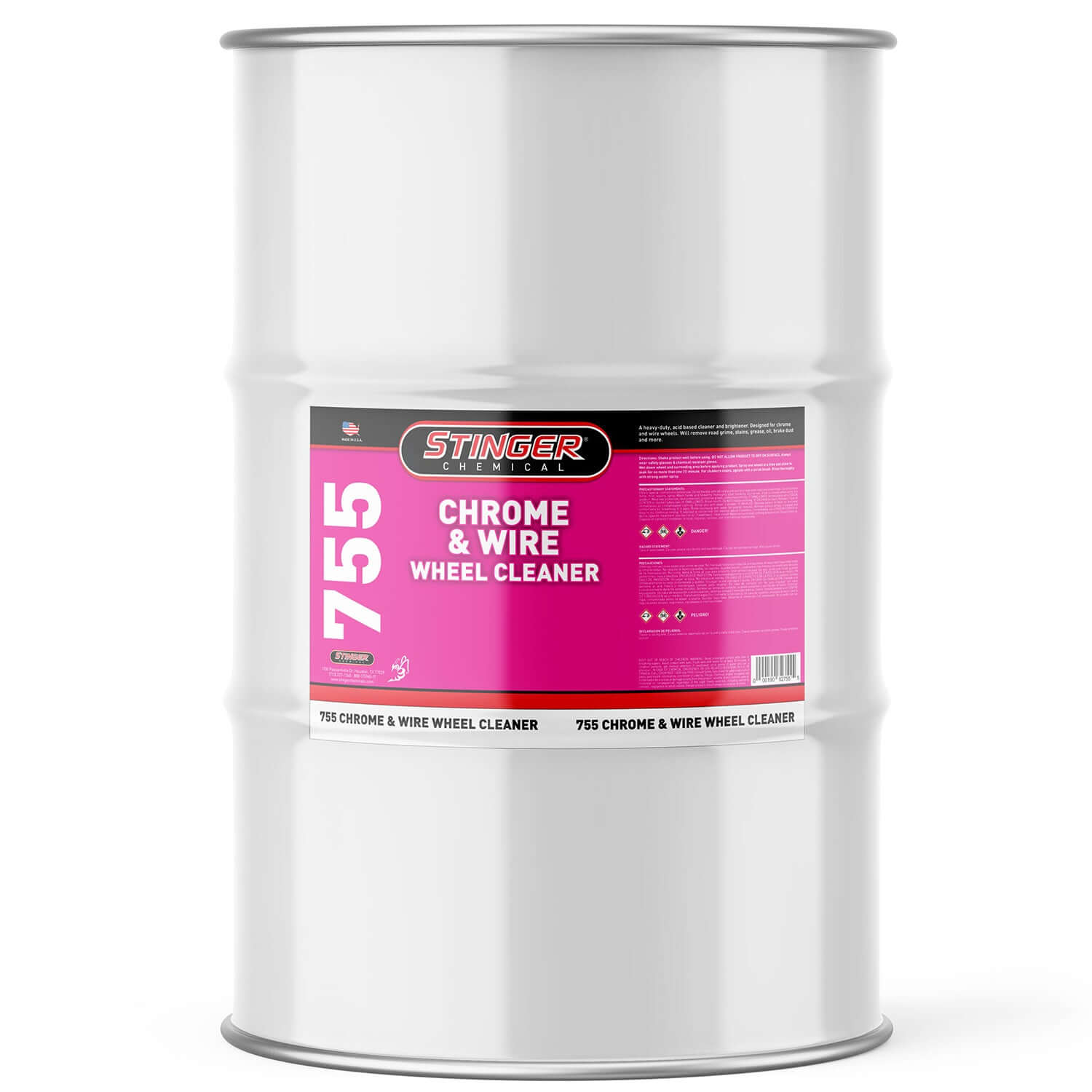 55-gallon drum stinger chemical chrome wire & wheel cleaner on a white background